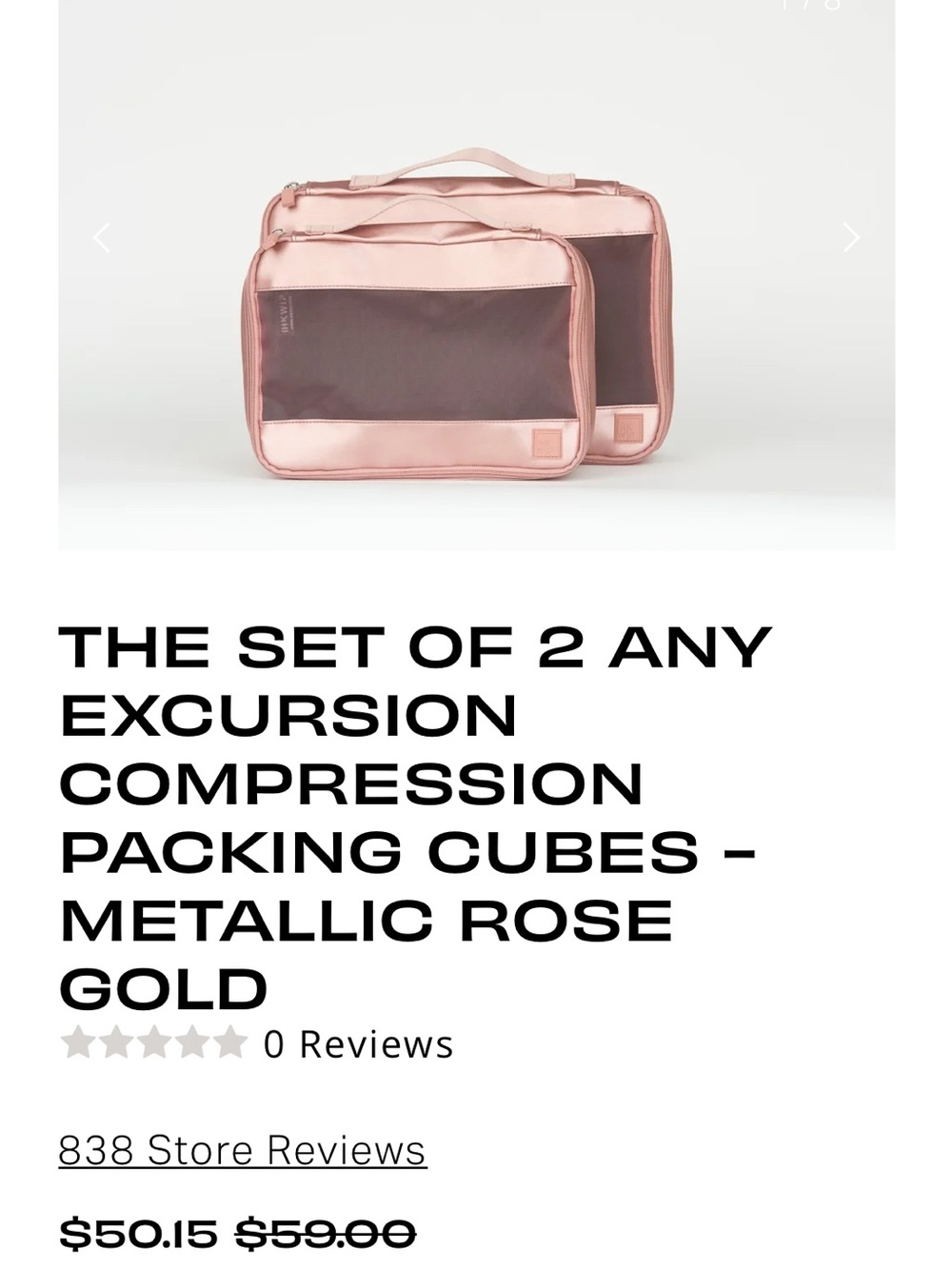 Any Excursion Compression Packing Cubes Set of 2 - Metallic Rose Gold